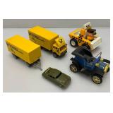 Misc. Vintage Toy Vehicles Including Diecast, Tin Litho Pull Lever Driven And Tonka Taxi