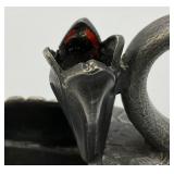 VERY RARE Heavy Metal Ink Well With Pen Holder 3" x 3 3/4"