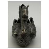 VERY RARE Heavy Metal Ink Well With Pen Holder 3" x 3 3/4"