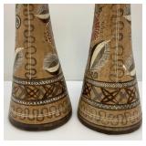 Group Of RARE Vintage Hecho Mexico Pottery Candle Holders 12"