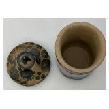 Hand Painted Tonala Pottery Jar/Lid 6" Tall Marked Mexico On Bottom