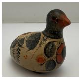 Hand Painted Tonala Pottery Mexican Folk Art Duck  Marked Mexico On Bottom 2 3/4" x 4 1/4" x 5 1/2"