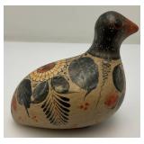 Hand Painted Tonala Pottery Mexican Folk Art Duck  Marked Mexico On Bottom 2 3/4" x 4 1/4" x 5 1/2"