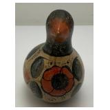 Hand Painted Tonala Pottery Mexican Folk Art Duck  Marked Mexico On Bottom 2 3/4" x 4 1/4" x 5 1/2"