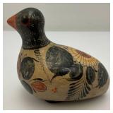 Hand Painted Tonala Pottery Mexican Folk Art Duck  Marked Mexico On Bottom 2 3/4" x 4 1/4" x 5 1/2"