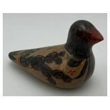 Hand Painted Tonala Pottery Mexican Folk Art Duck  Marked Mexico On Bottom 2 1/4" x 2 1/2" x 4 41/2" (Small Chip On Bottom Of Bill)