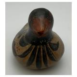 Hand Painted Tonala Pottery Mexican Folk Art Duck  Marked Mexico On Bottom 2 1/4" x 2 1/2" x 4 41/2" (Small Chip On Bottom Of Bill)