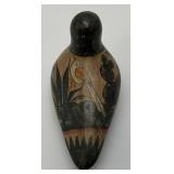 Hand Painted Tonala Pottery Mexican Folk Art Duck  Marked Mexico On Bottom 2 1/4" x 2 1/2" x 4 41/2" (Small Chip On Bottom Of Bill)