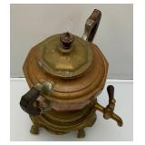 Misc. Vintage Items Including Jim Beam Decantor, Heavy Brass Soup pot, Oriental Silk Butterfly Painting And More