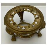 Misc. Vintage Items Including Jim Beam Decantor, Heavy Brass Soup pot, Oriental Silk Butterfly Painting And More