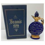 Misc. Vintage Items Including Jim Beam Decantor, Heavy Brass Soup pot, Oriental Silk Butterfly Painting And More