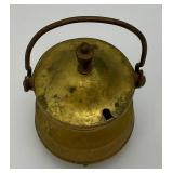 Misc. Vintage Items Including Jim Beam Decantor, Heavy Brass Soup pot, Oriental Silk Butterfly Painting And More