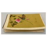 Misc. Vintage Items Including Jim Beam Decantor, Heavy Brass Soup pot, Oriental Silk Butterfly Painting And More