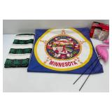Two 3" x 5" Nylon Flags 1= Minnesota Flag (Faded) 1= Weed Flag (Has Hole) Pink Flamingo
