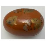 Misc. Vintage Oriental Collectibles Including Laquered Egg Trinket Dish, Wooden Buddha And More