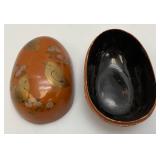 Misc. Vintage Oriental Collectibles Including Laquered Egg Trinket Dish, Wooden Buddha And More