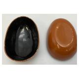 Misc. Vintage Oriental Collectibles Including Laquered Egg Trinket Dish, Wooden Buddha And More