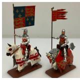 Two CHARLES C. STADDEN Hand Painted Heavy Metal Knights Including Sir John Codrington And Messire Ribeaumont 6" With Original Box