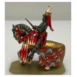 Two CHARLES C. STADDEN Hand Painted Heavy Metal Knights Including Sir John Codrington And Messire Ribeaumont 6" With Original Box