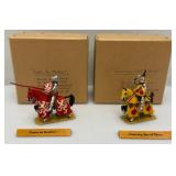 Two CHARLES C. STADDEN Hand Painted Heavy Metal Knights Including Sir John Codrington And Messire Ribeaumont 6" With Original Box