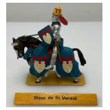 Two CHARLES C. STADDEN Hand Painted Heavy Metal Knights Including Sir John Codrington And Messire Ribeaumont 6" With Original Box