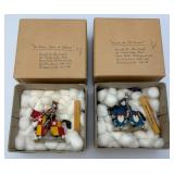 Two CHARLES C. STADDEN Hand Painted Heavy Metal Knights Including Sir John Codrington And Messire Ribeaumont 6" With Original Box
