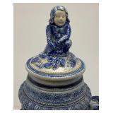 Misc. Vintage Items Including Awesome 18" Tall Blue Grey Pottery Beer Stein (Handle Glued) And More