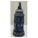 Misc. Vintage Items Including Awesome 18" Tall Blue Grey Pottery Beer Stein (Handle Glued) And More