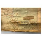 Antique 1916 UNITED STATES Cloth Map 26" x 36"