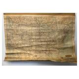 Antique 1916 UNITED STATES Cloth Map 26" x 36"
