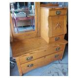 Victorian Style Oak HatBox Dresser & Mirror Good Condition