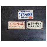 3 Vintage Motorcycle License Plates
