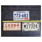 3 Vintage Motorcycle License Plates