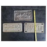 3 Vintage Motorcycle License Plates