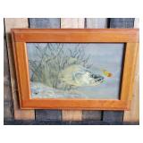 Gorgeous Hand Painted Framed Original Walleye Fishing