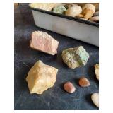 Nice Collection of Collectible Rocks / Some Polished in Porcelain Tray