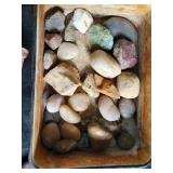 Nice Collection of Collectible Rocks / Some Polished in Porcelain Tray