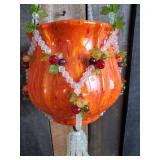 Super Rad Mid Modern Beaded Hanging Plant Holder and Orange Pot