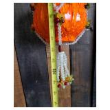 Super Rad Mid Modern Beaded Hanging Plant Holder and Orange Pot