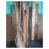 Nice Group of Bamboo Fishing Poles and Decorative Net