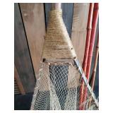 Nice Group of Bamboo Fishing Poles and Decorative Net