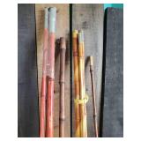Nice Group of Bamboo Fishing Poles and Decorative Net
