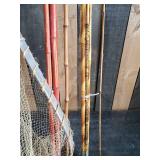 Nice Group of Bamboo Fishing Poles and Decorative Net