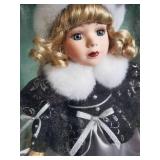 Collectible Vintage Victorian Garden Porcelain Doll in Box