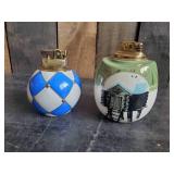 2 Beautiful Hand Painted Mid Modern Desk Lighters