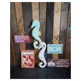 Large Lot of Patio / Beach Signs - Seahorses, Camping & More!