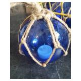 5 Mini Buoys with tea lights and an Antique Egg Basket