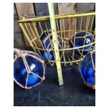 5 Mini Buoys with tea lights and an Antique Egg Basket