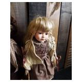 3 Very Cute Porcelain Dolls on Stands