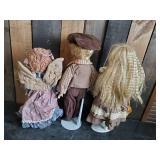 3 Very Cute Porcelain Dolls on Stands